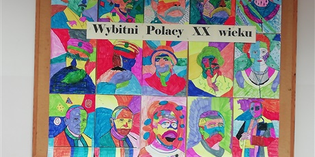 Wybitni Polacy XX wieku - gazetka wykonana w stylu pop-art